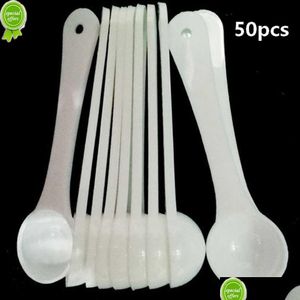 Household Scales 50Pcs 1G White Plastic M Easuringspoon Gram Scoop Food Baking Medicine Powder Drop Delivery Dhvoc