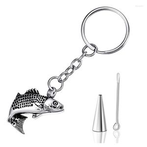 Schlüsselanhänger, individuell gestalteter Fisch-Urnen-Schlüsselanhänger, Andenken, Edelstahl, Gedenk-Asche-Schlüsselanhänger, Schmuck-Tropfen