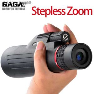 Teleskopy Saga Stepleless 8-24x50 Zoom Monoczularny teleskop High Power Bak4 Glass Professional Scopes Hunting Camping Zakres na zewnątrz Q230907