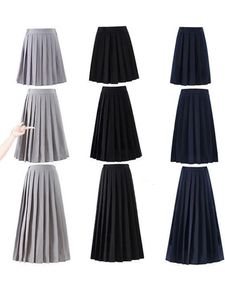 Skirts Japanese Preppy Style Women Elastic Waist Long Midi Skirt Ladies Fashion Party Skirt Female Pleated Girls School Uniform Skirt 230907