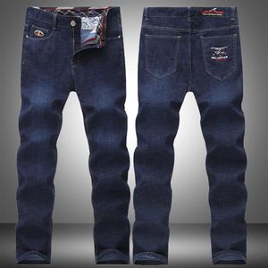 Outono inverno fino calças casuais fino elástico zíper masculino clássico em linha reta denim masculino 2020 nova marca jeans calças compridas 3337