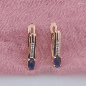 Dangle Earrings FJ Women 585 Royal Blue Stone Rose Gold Color Smart