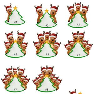 Noel Süslemeleri Boşluklar Yumuşak PVC Elk Aile Kolye Kafalar Noel Süsleri DIY adı ve kutsama ile kordon rra63 damla dhoav teslim