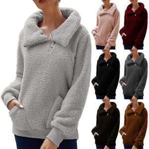 Women's Hoodies Winter Leisure Solid Pocket H Turtleneck Long Sleeve Pullover Loose Fit Womens Sweater No Gear Thermal Women