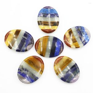 Pendant Necklaces Natural Gem Chakra Energy Thumb Concave Smooth Massage Stone Reiki Charm High Quality Crystal Mineral Healing 5Pc