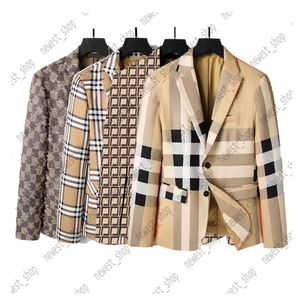 Western clothing mens Blazers designer autumn luxury outwear coat slim fit grid striped plaid geometry patchwork coats Male dress 263I