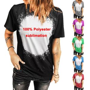 도매 승화 표백 셔츠 열전달 빈 표백 셔츠 표백 된 폴리 에스테르 티셔츠 미국 남성 여성 파티 용품 주식