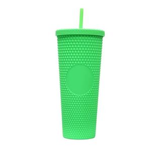 nuovo Starbucks Bicchiere borchiato per bicchieri da 24 once in molti colori con coperchio e cannuccia Bicchieri in plastica riutilizzabili a doppia parete Tazza da caffè ghiacciata opaca da 710 ml