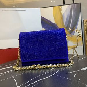 Strass-Kettentasche mit Klappe, luxuriöse Umhängetasche, Messenger-Designer-Tasche, Abendessen-Tasche, Handtasche, hochwertige Nubukleder-Geldbörse, Umhängetaschen, Hardware-Magnetschnallentasche