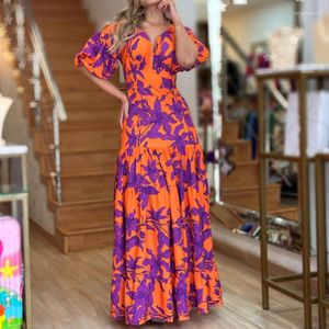 Casual Dresses Elegant And Fashion Women's Dress 2023 Spring Style Commuter Flower Print V-Neck Ruffle Edge