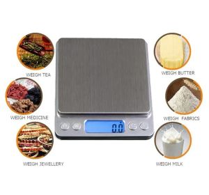 Kitchen electronic scale 500g x 0.01g 1000g x 0.1g Digital Pocket Scale 3kg-0.1g LCD Portable Jewelry Scales Electronic Kitchen Scale