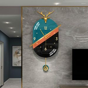 Relógios de parede luz luxo restaurante relógio grande design moderno balanço personalidade criativa decoração simples casa