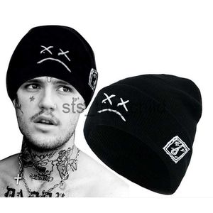 Beanie/Skull Caps vinter lilpeep broderad stickad hatt sorgligt ansikte uttryck roliga män kvinnor beanie hatt x0907