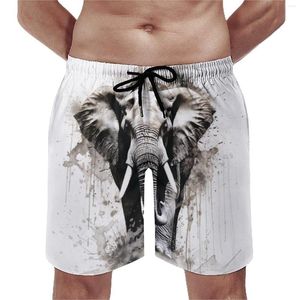 Shorts masculinos Elefante Placa Verão Tinta Desenho Engraçado Calças Curtas Homens Esportes Fitness Quick Dry Design Praia Troncos