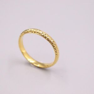 Ringos de cluster Solid Pure 18kt Yellow Gold Ring Mulheres Mulheres 2mm Estrela completa 0,8-1g US5-9