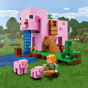 Flygplan Modle In Stock The Pig House Compatible 21170 My World Building Block Bricks Education Toys For Children Birthday Christmas Gift 230907