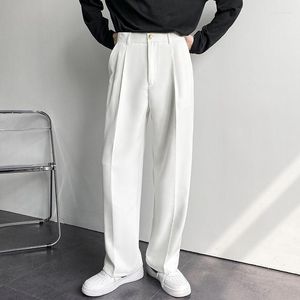 Мужские брюки, летний белый однотонный широкий костюм, повседневная мода, мужские брюки Y2k, мешковатая одежда в корейском стиле