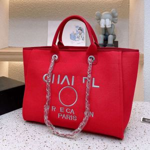 حقائب اليد الفاخرة للسيدات حقائب المساءة العلامة التجارية CH المصممين Women Beach Bag Canvas مطرزة على حقائب يد التسوق كبيرة الإناث لؤلؤة صغيرة صغيرة 8FXF