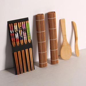Sushi Making Tools Bamboo Sushi Kit Including 2 Rolling Mats 1 Paddle 1 Spreader 5 Pairs Chopsticks Wholesale