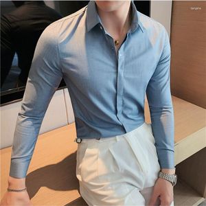 Camisas de vestido masculinas Plus Size 5XL-M Alta Qualidade Bordado Homens Camisa Manga Longa Escritório de Negócios Casual Slim Fit Streetwear Homme