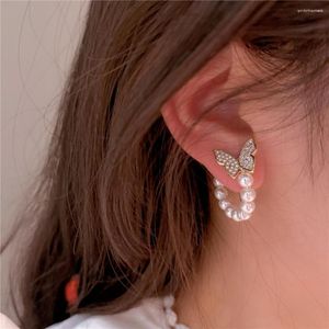 Dangle Earrings Korean Style Trendy Jewelry Pearl Beadedロマンチックな蝶のイヤリング