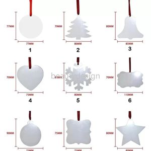 Christmas Sublimation Blank Ornament Double-Sided Xmas Tree Pendant Multi Shape Aluminum Plate Metal Hanging Tag Holidays Decorati302O