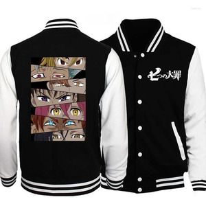 Herrjackor anime de sju dödliga synder mönster jacka mode unisex baseball uniform casual long hylsa skjorta toppar