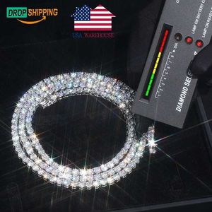 Stock Diamond Moissanite 3mm Tennis Silver VVS Sterling 4mm 925 Chain USA Cluster 5mm Dropshipping Halsband DNEAH