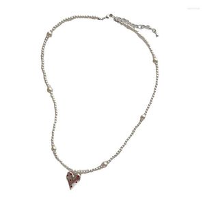 Pendant Necklaces Elegant Charm Necklace With Beaded Pearls Chain Splice Heart Neckchain Fashion Versatile Clavicle Jewelry