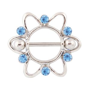 Labret Lip Piercing Gioielli Anelli per capezzoli Nickel Accessori di moda gratuiti Body Piercing Blue Pietre Body Gioielli all'ingrosso 14G bar in acciaio 10pcslot 230906