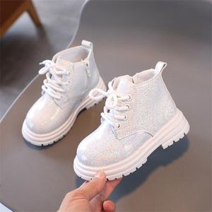 Children's Martin boots autumn and winter new boys' baby shoes leather boots side zipper girls' boots