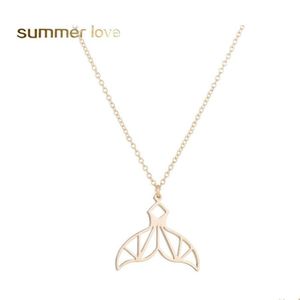 Pendant Necklaces Design Stainless Steel Animal Necklace Fashion For Women Whale Tail Fish Nautical Charm Origami Mermaid Tails Drop D Dhqzc