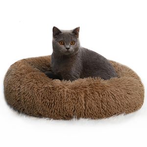 kennels pens Calming Fluffy Dog Bed Round Pet Lounger Cushion For Small Medium Large Dogs Cat Winter Kennel Puppy Mat 230906