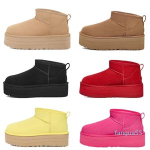 2023-Frauen klassische Ultra-Mini-Plattform-Stiefel Tasman Tazz Designer Matte Pelz große rote Schneestiefel Hausschuhe Wildleder Komfort Winter Ankle Booties für Frauen