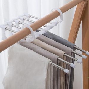 Hangers 5 In 1 Multifunction Pant Rack Hnager Stainless Steel Wardrobe Adjustable Magic Trouser Towel Shelves Closet Organizer