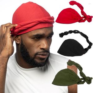 Berets 2023 Turban For Women Men Head Wrap Soft Hats Braid Hair Cover Headscarf Beanie Twisted Hijab Headwrap