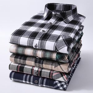 Camisas casuais masculinas sobre tamanho 14xl manga comprida para homens purecotton lixa tops slim fit camisa xadrez macia elegante roupas itens