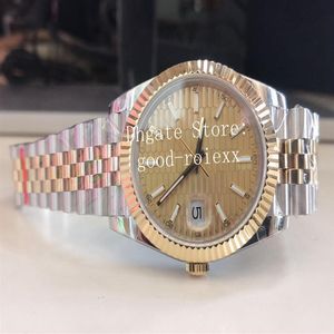 41mm klockor för män Titta på mäns pit mönster gyllene bp automatisk 2813 gult guld stål jubileum armband champagne silver rho3011