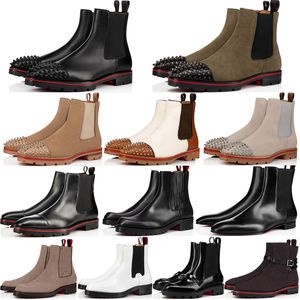 Moda Homens Mulheres Senior Ankle Boots Melon Spikes Bota Plana Itália Camurça Clássica Calfskin Borracha Lug Sole Designer Casual Booty Vestido de Noite Botas Curtas Caixa UE 35-47