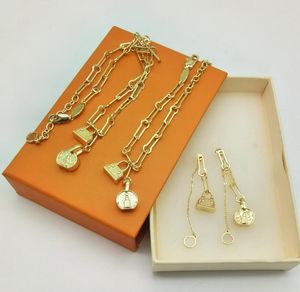 Moda jóias saco de bronze garrafa flor pingente colar pulseiras colares de aço inoxidável brinco para meninas feminino presente conjuntos de jóias com caixa LVS13 - 012