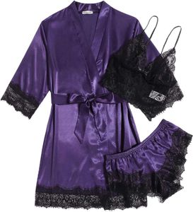 Pigiama sexy MAXMODA Abito da donna in raso Set Pigiama appeso in pizzo Damigella d'onore Matrimonio Kimono Reggiseno e pantaloncini in pizzo SetLF230908