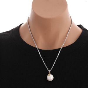 Collane con ciondolo Collana con perle in acciaio inossidabile per donna Oro argentato Numero 5 Rotondo Maglione di cristallo Regalo di gioielli 2023