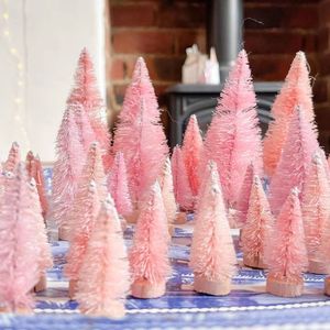 Christmas Decorations 8PCS Artificial Mini Pine Tree Muliti Size Colorful Trees for Xmas Home Desktop Ornaments Noel Party Table Decoration 230907