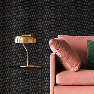壁紙ブラックゴールドトライアングル幾何学的取り外し可能なセルフ接着壁紙キャビネットカウンタートップ家具の装飾