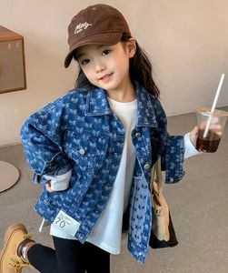 빈티지 키즈 디자이너 청바지 재킷 블루 소녀 봄 가을 가을 소프트 데님 재킷 어린이 코트