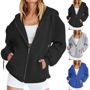 Women's Hoodies Zip Sweatshirts For Women Pullover Hoodie Womens Oversized Up Baggy Loose Zipper Hooded Sweatshirt Coat Mock Neck Top