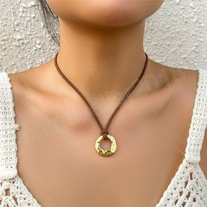 Criativo simples geométrico redondo pingente gargantilha colar para mulheres vintage coreano veludo corrente ajustável y2k jóias de halloween