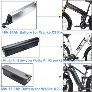 Wallke ebike lithium-ionバッテリーパック48v 10.4Ah 14AH 17.5AH 672WH 840whエレクトリックバイクバッテリーF1 F2 X2 X3 PRO STEP THRU K26S