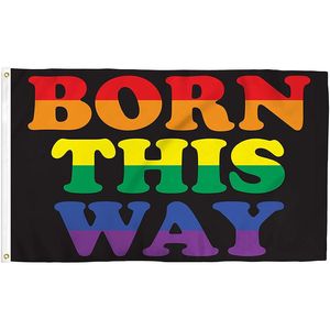 90x150cm Rainbow LGBT Born this way Flag Gay Pride factory direct whole double stitched 3x5fts245S