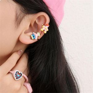 Rückseiten Ohrringe Y2K bunte Emaille kleine Figur für Frauen 1pc süße Ohr Manschette Clip auf koreanischen Stil Schmuck Geschenk